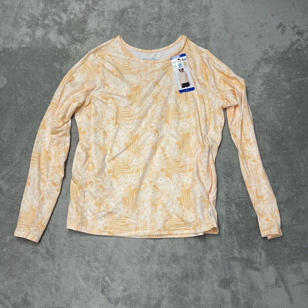 Hang Ten Women's L Blouse Rash Guard Orange Polyester a2325